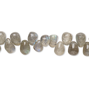 Bead, labradorite (natural), 7x5mm-8x5mm hand-cut top-drilled teardrop with 0.4-1.4mm hole, B- grade, Mohs hardness 6 to 6-1/2. Sold per 9-inch strand.