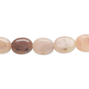 Bead, pink opal (natural), 10x8mm-13x10mm hand-cut flat oval with 0.4-1.4mm hole, C grade, Mohs hardness 5 to 6-1/2. Sold per 14-inch strand.