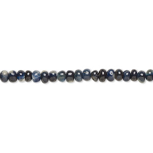 Bead, sapphire (heated), 3x2mm-4x3mm hand-cut rondelle with 0.4-1.4mm hole, B- grade, Mohs hardness 9. Sold per 13-inch strand.