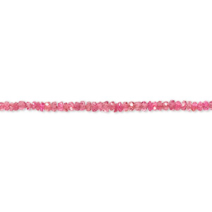 Bead, pink spinel (natural), 2x1mm-3x1mm hand-cut faceted rondelle with 0.4-0.6mm hole, B grade, Mohs hardness 8. Sold per 5-1/2 inch strand.