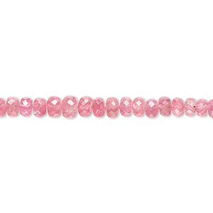 Bead, pink spinel (natural), 2x1mm-5x3mm hand-cut faceted rondelle with 0.4-1.4mm hole, B- grade, Mohs hardness 8. Sold per 7-inch strand.