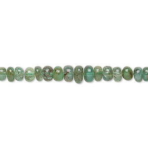 Bead, emerald (oiled), 3x1mm-6x3mm graduated hand-cut rondelle with 0.4-1.4mm hole, C- grade, Mohs hardness 7-1/2 to 8. Sold per 8-inch strand.