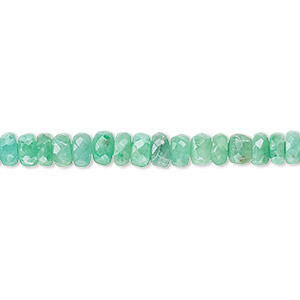 Bead, emerald (dyed / oiled), 4x2mm-5x3mm hand-cut faceted rondelle with 0.4-1.4mm hole, D+ grade, Mohs hardness 7-1/2 to 8. Sold per 12-inch strand.