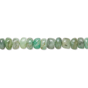 Bead, emerald (oiled), 5x2mm-6x4mm hand-cut rondelle with 0.4-1.4mm hole, C- grade, Mohs hardness 7-1/2 to 8. Sold per 13-inch strand.