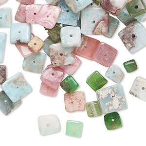 Bead mix, multi-gemstone (natural), 3-9mm hand-cut squaredelle with 0.4-1.4mm hole, C grade, Mohs hardness 4-1/2 to 5. Sold per 2-ounce pkg, approximately 350-400 beads.
