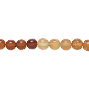 Bead, hessonite garnet (heated), dark, 5-6mm hand-cut round with 0.4-1.4mm hole, B grade, Mohs hardness 7 to 7-1/2. Sold per 8-inch strand.