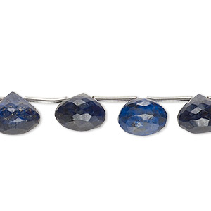 Bead, lapis lazuli (natural), dark, 9x6mm-11x8mm hand-cut top-drilled faceted teardrop with 0.4-1.4mm hole, C grade, Mohs hardness 5 to 6. Sold per pkg of 15.