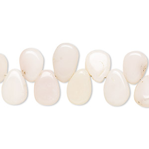 Bead, pink opal (natural), 8x6mm-14x8mm hand-cut top-drilled puffed teardrop with 0.4-1.4mm hole, B+ grade, Mohs hardness 5 to 6-1/2. Sold per 7-inch strand.