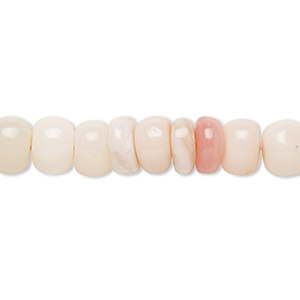 Bead, pink opal (natural), 8x2mm-9x7mm hand-cut rondelle with 0.4-1.4mm hole, B grade, Mohs hardness 5 to 6-1/2. Sold per 8-inch strand.