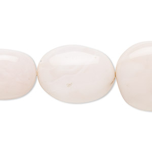 Bead, pink opal (natural), 17x13mm-26x20mm graduated hand-cut puffed oval with 0.4-1.4mm hole, B grade, Mohs hardness 5 to 6-1/2. Sold per 8-inch strand.