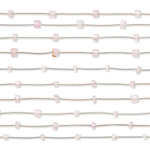 Bead, rose quartz (natural / dyed), 3x1mm-6x4mm hand-cut faceted heishi with 0.4-1.4mm hole, C grade, Mohs hardness 7. Sold per pkg of (10) 6-inch strands.
