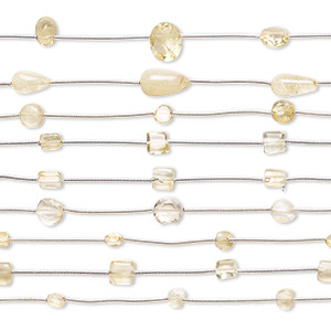 Bead, citrine (heated), 4x2mm-16x11mm hand-cut mixed shapes with 0.4-1.4mm hole, C grade, Mohs hardness 7. Sold per pkg of (10) 4-1/2 inch strands.