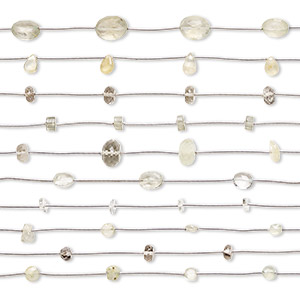 Bead, prehnite (natural), 4x2mm-13x10mm hand-cut mixed shapes with 0.4-1.4mm hole, C grade, Mohs hardness 6 to 6-1/2. Sold per pkg of (10) 4-1/2 inch strands.