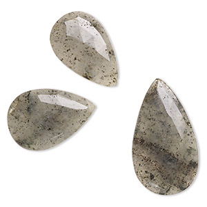 Bead mix, black spotted quartz (natural), 36x22mm-46x28mm hand-cut top-drilled faceted puffed teardrop with 0.4-1.4mm hole, B grade, Mohs hardness 7. Sold per pkg of 3.