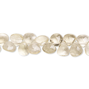 Bead, lemon quartz (heated), 6x5mm-7mm hand-cut top-drilled faceted puffed teardrop with 0.4-1.4mm hole, C grade, Mohs hardness 7. Sold per 9-inch strand.