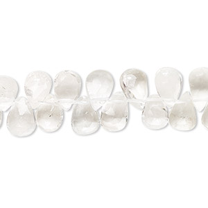 Bead, white topaz (natural), 9x5mm-12x6mm hand-cut top-drilled faceted puffed teardrop with 0.4-1.4mm hole, C+ grade, Mohs hardness 8. Sold per 8-inch strand.
