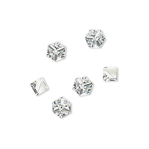Embellishment, Preciosa Czech crystal, crystal clear, foil back, 4mm undrilled cube. Sold per pkg of 6.