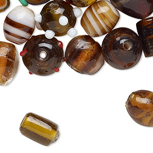 Bead mix, lampworked glass, opaque to translucent mixed colors, 9x7mm-23x12mm mixed shapes. Sold per 3-ounce pkg, approximately 45-60 beads.