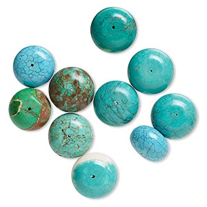 Bead mix, magnesite (dyed / stabilized), blue / green / blue-green, 23x14mm-26x18mm rondelle, C grade, Mohs hardness 3-1/2 to 4. Sold per pkg of 10.
