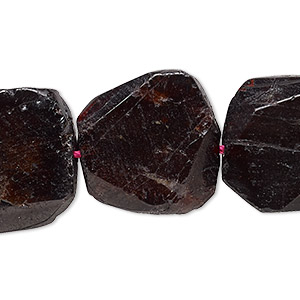 Bead, garnet (dyed), 21-24mm faceted flat freeform, C grade, Mohs hardness 7 to 7-1/2. Sold per 15-1/2&quot; to 16&quot; strand.