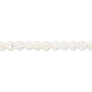 Bead, mother-of-pearl shell (bleached), 4-5mm round, Mohs hardness 3-1/2. Sold per 15-1/2&quot; to 16&quot; strand.