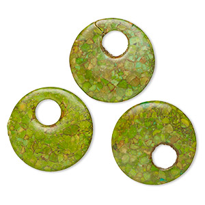 Focal, mosaic &quot;turquoise&quot; (magnesite) (dyed / assembled), turquoise green, 40mm go-go, C- grade, Mohs hardness 3-1/2 to 4. Sold per pkg of 3.