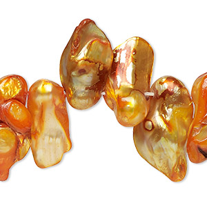 Bead, blister pearl shell (dyed), carrot, 13x6mm-26x15mm top-drilled baroque with 0.4-0.6mm hole, Mohs hardness 2-1/2 to 4. Sold per 15-inch strand.