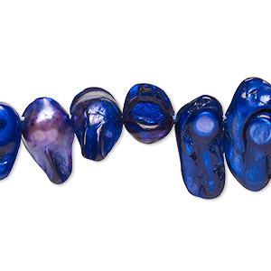 Mosaic Shell Beads Loose Seven Strands Cobalt Blue Glass Black and Clear Crystal Bead Strands Ebony Crystals