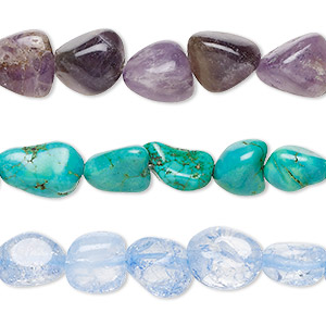 Bead mix, multi-gemstone (natural / dyed / heated / irradiated / manmade) and glass, mini to medium nugget with 0.5-1.5mm hole, Mohs hardness 3 to 7. Sold per pkg of (3) 13-inch strands.
