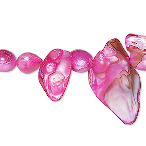 Pearl, cultured freshwater (dyed), fuchsia, 8mm-28x16mm baroque with 0.4mm hole, D grade, Mohs hardness 2-1/2 to 4. Sold per 15-inch strand.