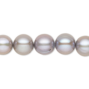 Pearl, cultured freshwater (dyed), silver, 8-10mm semi-round with 0.4mm ...