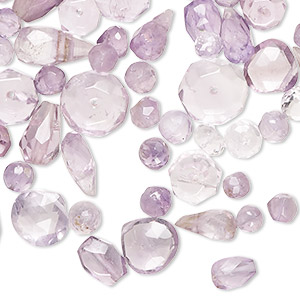 Bead mix, amethyst (natural), 4mm-11x6mm hand-cut top- and center-drilled faceted mixed shapes with 0.4-1.4mm hole, C grade, Mohs hardness 7. Sold per 1-ounce pkg, approximately 85-100 beads.