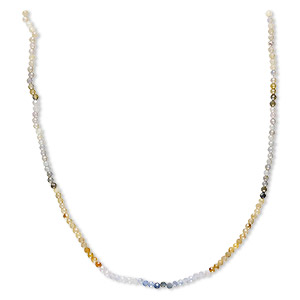 Bead, multi-sapphire (heated), 2-3mm hand-cut faceted round with 0.4-1.4mm hole, C+ grade, Mohs hardness 9. Sold per 12-inch strand.