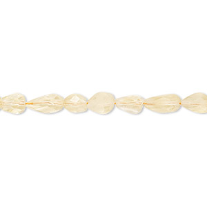 Bead, citrine (heated), light, 4mm-9x5mm hand-cut faceted teardrop with 0.4-1.4mm hole, B- grade, Mohs hardness 7. Sold per 8-inch strand.