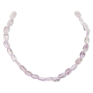 Bead, lavender amethyst (natural), 7x5mm-9x6mm hand-cut puffed oval, B- grade, Mohs hardness 7. Sold per 8-inch strand.