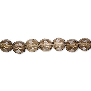 Bead, smoky quartz (heated / irradiated), 6-7mm hand-cut faceted round with 0.4-1.4mm hole, B grade, Mohs hardness 7. Sold per 8-inch strand.
