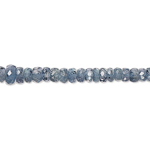 Bead, indigo kyanite (natural), 3x2mm-5x3mm graduated hand-cut faceted rondelle with 0.4-1.4mm hole, B grade, Mohs hardness 4 to 7-1/2. Sold per 15-1/2&quot; to 16&quot; strand.
