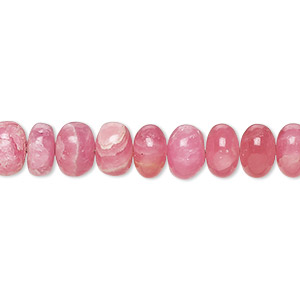Bead, rhodochrosite (natural), 7x4mm-9x6mm hand-cut rondelle, B grade, Mohs hardness 5-1/2 to 6-1/2. Sold per 15-1/2&quot; to 16&quot; strand.