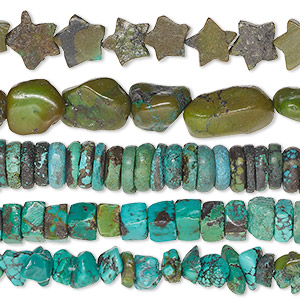 Bead, turquoise (dyed / stabilized), blue, 9x8mm-21x13mm mixed shapes with matrix and 0.5-1.5mm hole, C grade, Mohs hardness 5 to 6. Sold per pkg of (5) 15-inch strands.