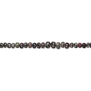 Bead, kashgar garnet (natural), 4x3mm-9x7mm graduated hand-cut faceted rondelle with 0.4-1.4mm hole, B grade, Mohs hardness 7 to 7-1/2. Sold per 17-inch strand.