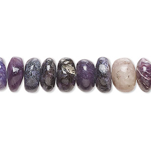 Bead, sugilite (natural), 9x3mm-11x7mm graduated hand-cut rondelle with 0.4-1.4mm hole, C+ grade, Mohs hardness 6 to 6-1/2. Sold per 8-inch strand, approximately 40 beads.