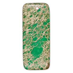 Focal, magnesite (dyed / stabilized), green, 51x21mm rectangle, B- grade, Mohs hardness 3-1/2 to 4. Sold individually.