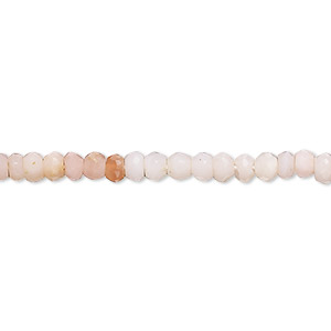 Bead, pink opal (natural), shaded light to dark, 3x2mm-4x3mm hand-cut faceted rondelle with 0.4-1.4mm hole, B grade, Mohs hardness 5 to 6-1/2. Sold per 13-inch strand, approximately 120 beads.