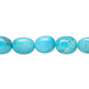 Bead, turquoise (dyed / stabilized), blue, 10x9mm-12x10mm puffed 