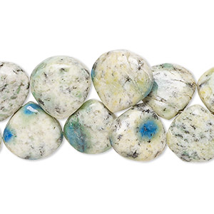 Bead, K2 &quot;jasper&quot; (granite and azurite) (natural), 11-13mm hand-cut top-drilled puffed teardrop with 0.4-1.4mm hole, C+ grade, Mohs hardness 3-1/2 to 7. Sold per 8-inch strand, approximately 35 beads.
