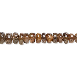 Bead, andalusite (natural), 4x2mm-7x5mm graduated hand-cut rondelle with 0.4-1.4mm hole, B grade, Mohs hardness 7 to 7-1/2. Sold per 17-inch strand.