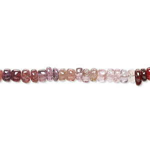 Bead, multi-spinel (natural), 4x2mm-4x3mm hand-cut rondelle with set pattern and 0.4-1.4mm hole, B grade, Mohs hardness 8. Sold per 8-inch strand, approximately 90 beads.