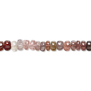 Bead, multi-spinel (natural), 5x3mm hand-cut rondelle with 0.4-1.4mm hole, B grade, Mohs hardness 8. Sold per 8-inch strand, approximately 75 beads.