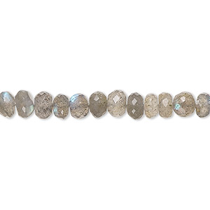 Bead, labradorite (natural), 5x3mm-6x4mm hand-cut faceted rondelle, B+ grade, Mohs hardness 6 to 6-1/2. Sold per 8-inch strand, approximately 55 beads.
