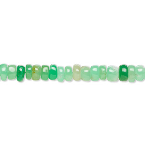 Bead, chrysoprase (natural), light to medium, 5x2mm-6x3mm hand-cut rondelle with 0.4-1.4mm hole, B grade, Mohs hardness 6-1/2 to 7. Sold per 8-inch strand, approximately 80 beads.